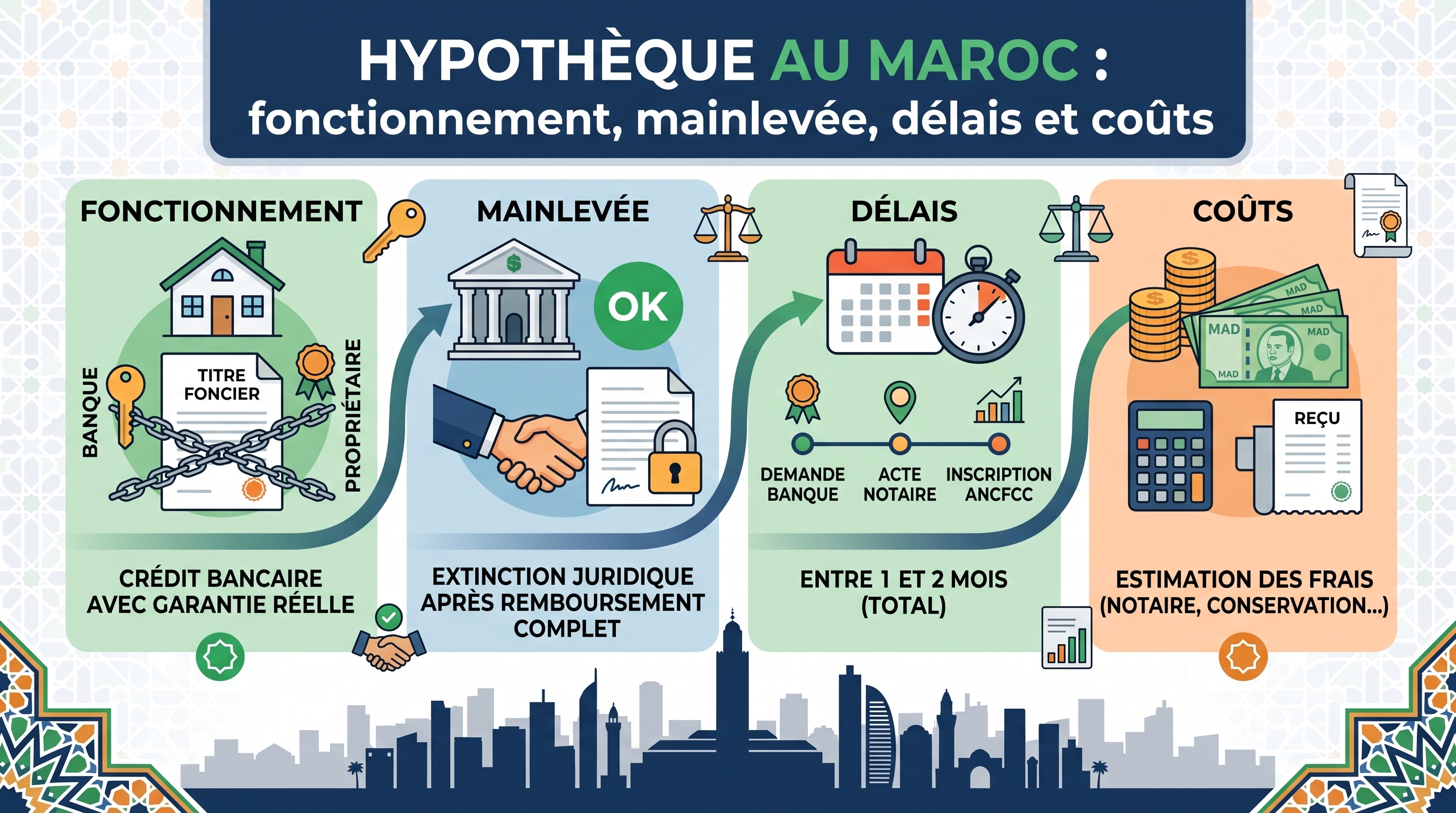 hypothèque au maroc : fonctionnement, mainlevée, délais et coûts