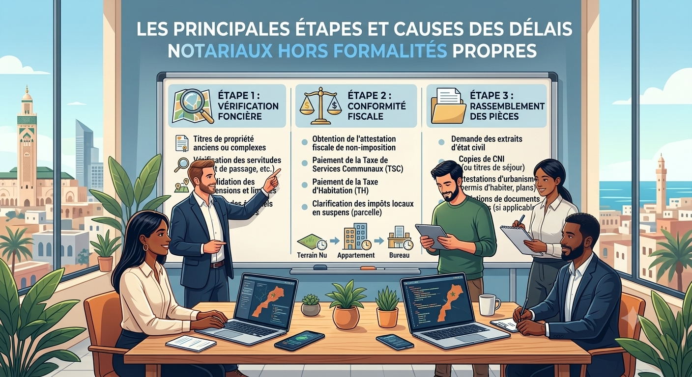 délai notarial : ce qui prend du temps et pourquoi (foncier, fisc, pièces)