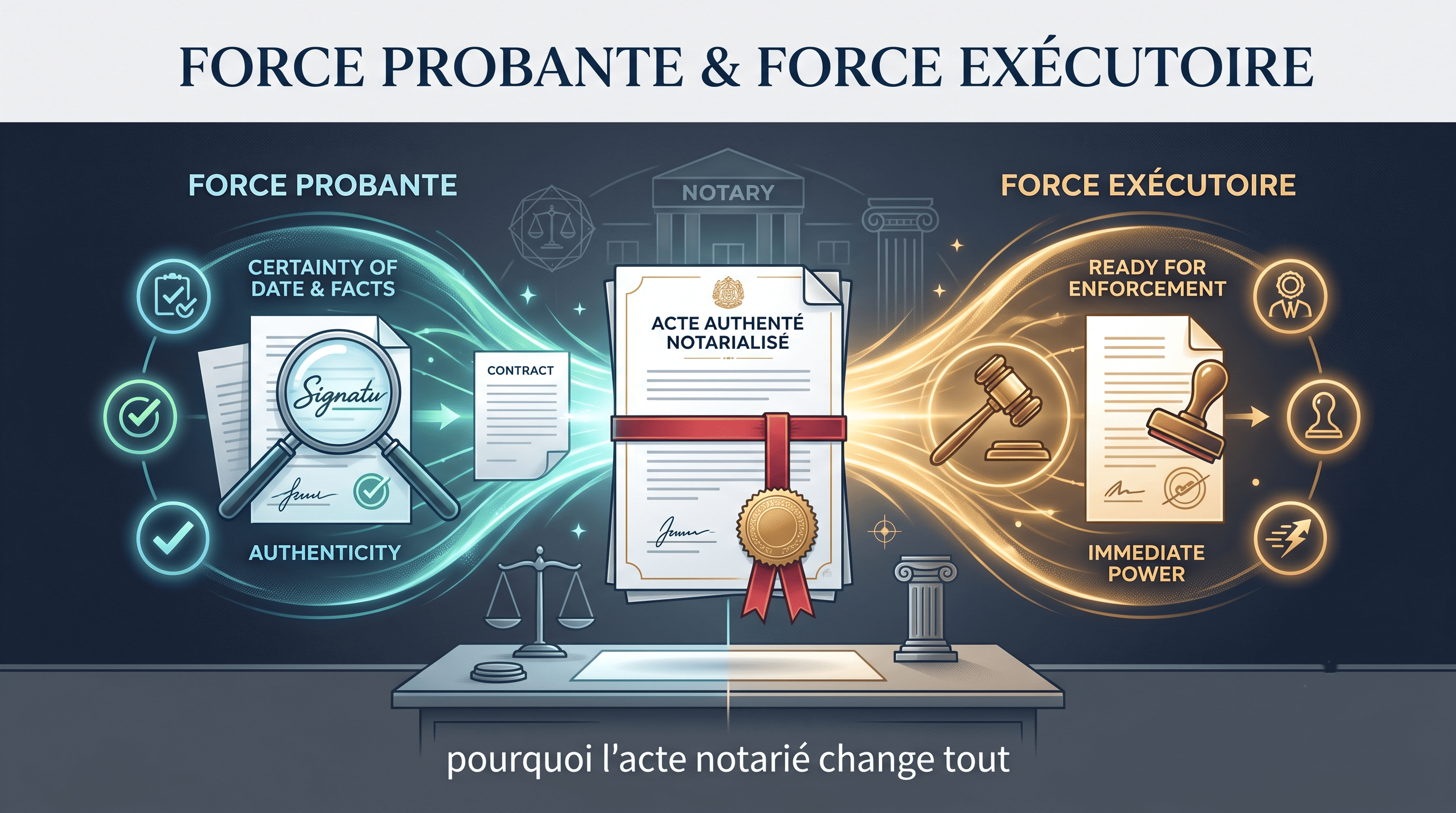 force probante et force exécutoire : pourquoi l’acte notarié change tout